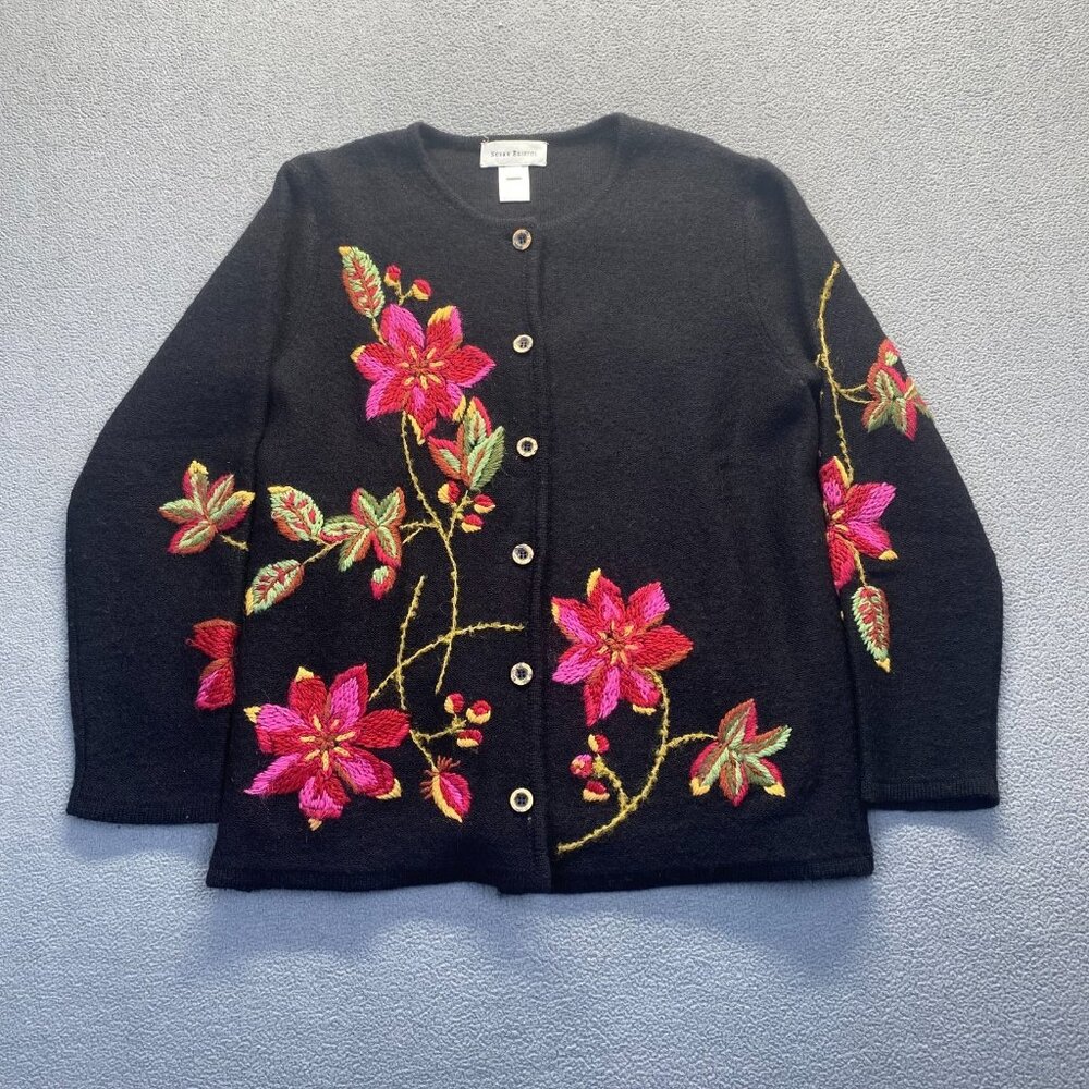 Susan Bristol Women's Hand Embroidered Sweater. 100% Wool! Size Large